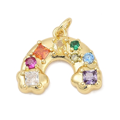 Brass Micro Pave Cubic Zirconia Pendants X-KK-U058-40G-1