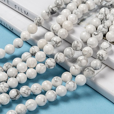 1 Strand White Round Natural Howlite Beads Strands X-TURQ-G091-8mm-1