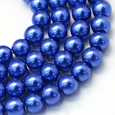 Baking Paint Pearlized Glass Pearl Round Bead Strands X-HY-Q003-4mm-28-1