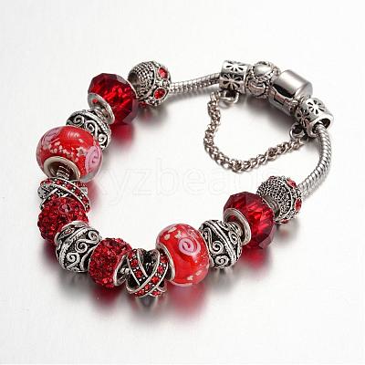 Alloy Rhinestone Bead European Bracelets BJEW-L602-13-1