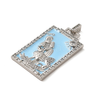 Brass Micro Pave Cubic Zirconia Pendants with Enamel KK-H458-01P-10-1