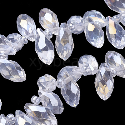 Electroplate Glass Faceted Teardrop Beads Strands EGLA-D014-01-1