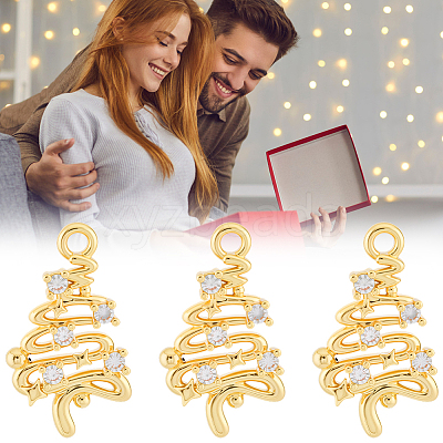 14Pcs Brass Micro Pave Cubic Zirconia Pendants KK-BBC0022-14-1
