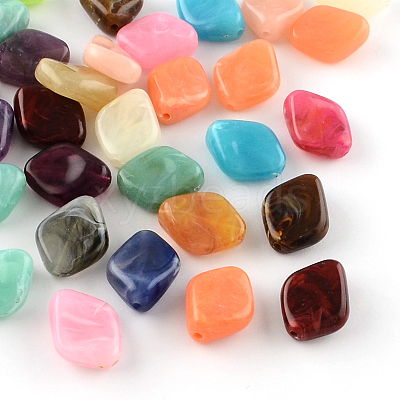 Rhombus Imitation Gemstone Acrylic Beads OACR-R041-M-1