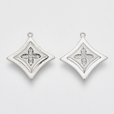 Brass Micro Pave Clear Cubic Zirconia Pendants ZIRC-Q021-014P-NF-1