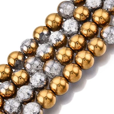 Electroplated Crackle Glass Beads Strands EGLA-N014-10mm-04-1