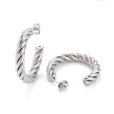 Tarnish Resistant 304 Stainless Steel Half Hoop Earrings EJEW-F257-10P-1