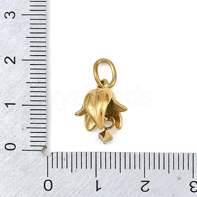 304 Stainless Steel Micro Pave Cubic Zirconia Charms SA-CBA1D2B-01G-L-1