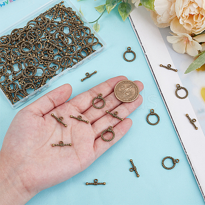 150Pcs Tibetan Style Alloy Toggle Clasps FIND-GO0002-99AB-1