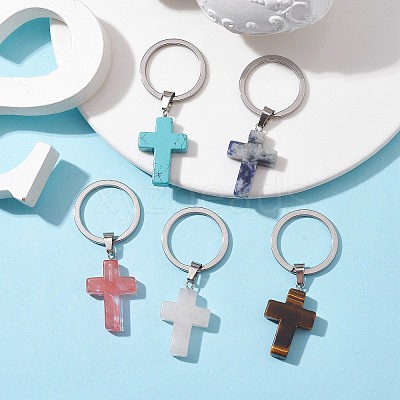 Synthetic & Natural Mixed Gemstone Keychains KEYC-JKC00729-1