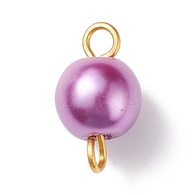 Glass Imitation Pearl Connector Charms PALLOY-JF01881-02-1