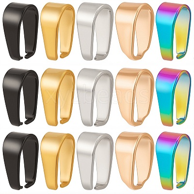 50Pcs 5 Colors 304 Stainless Steel Snap on Bails STAS-SC0005-57-1