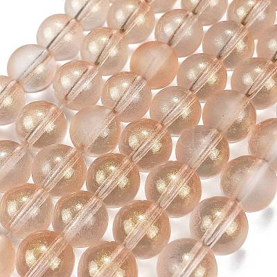 Frosted Transparent Glass Bead Strands GLAA-P065-10mm-05-1
