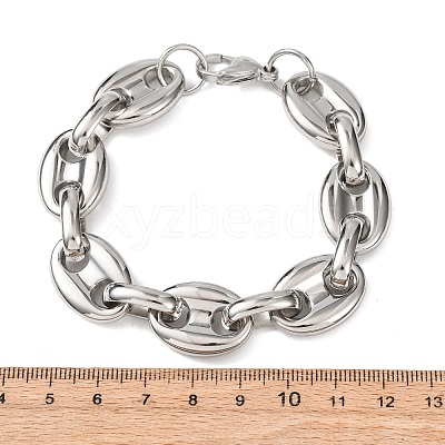 304 Stainless Steel Coffee Bean Link Chain Bracelets for Women Men BJEW-F529-10B-P-1