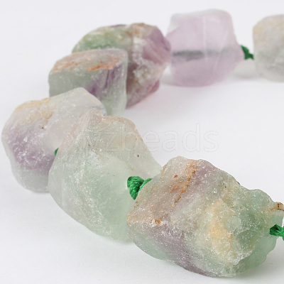 Natural Gemstone Fluorite Rough Nuggets Bead Strands G-E219-08-1