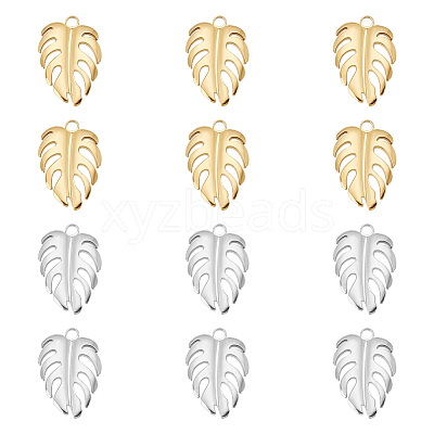 12Pcs 2 Colors 304 Stainless Steel Charms STAS-UN0042-37-1