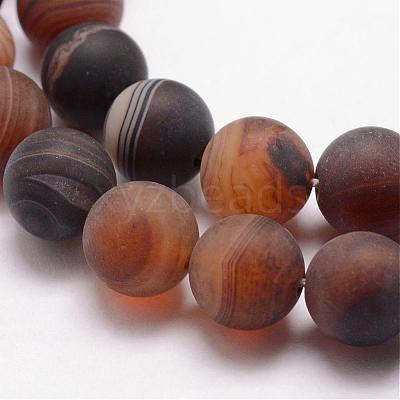 Natural Striped Agate/Banded Agate Bead Strands G-K166-12-10mm-04-1
