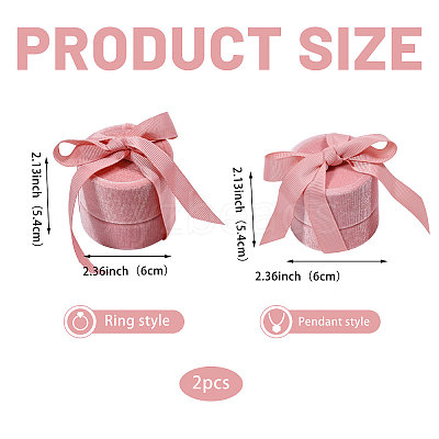2Pcs Round Velvet Ring Boxes & Pendant Boxes Sets VBOX-CA0001-04B-1