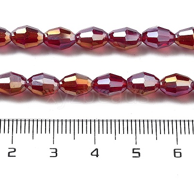 Transparent Electroplate Glass Beads Strands EGLA-A037-T6x8mm-B10-1