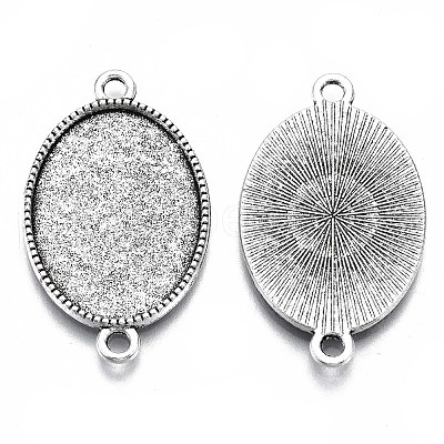 Tibetan Style Oval Alloy Cabochon Connector Settings TIBE-Q038-002B-AS-RS-1