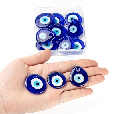 12Pcs 3 Style Handmade Lampwork Evil Eye Pendants LAMP-LS0001-15-1