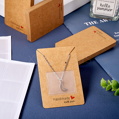100Pcs Ractangle Kraft Paper Necklace Earring Display Cards AJEW-TA0001-26A-1