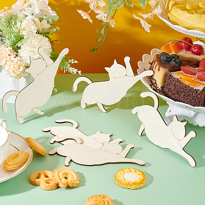 Cat Shape Unfinished Wood Cutouts WOOD-WH0029-48-1