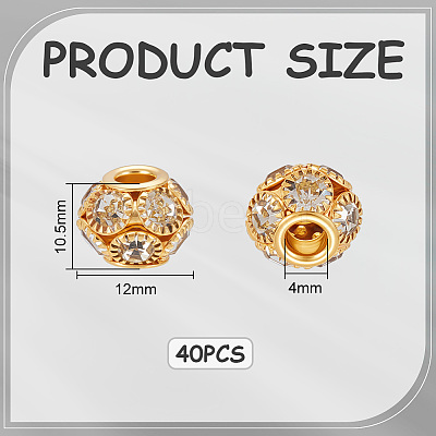 40Pcs Brass Rhinestone Beads RB-UN0001-21-1