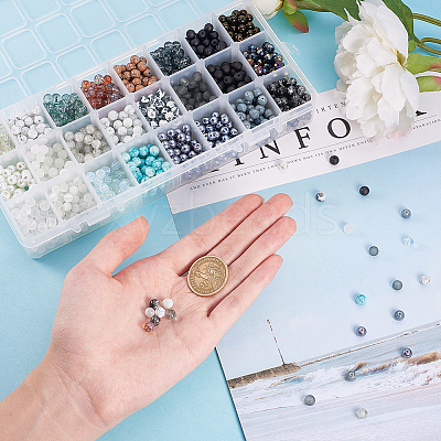 Glass Round Beads GLAA-PH0007-60-WH-1
