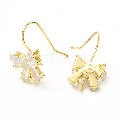 Brass Micro Pave Clear Cubic Zirconia Earring Hooks ZIRC-K087-23G-1