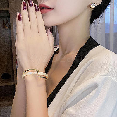 Wave Acrylic & CCB Plastic Cuff Bangles for Women FS-WGC603E-01-1
