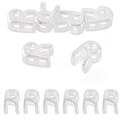 6Pcs 925 Sterling Silver Hollow Initial Beads STER-TA0001-53R-1