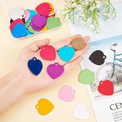 30Pcs 10 Colors Aluminum Blank Pendants ALUM-FH0001-06-1