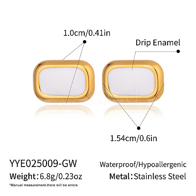 Rectangle 304 Stainless Steel Stud Earrings HC7137-2-1