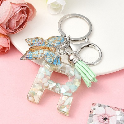 Resin & Acrylic & Faux Suede Tassel Keychain KEYC-YW00126-18-1