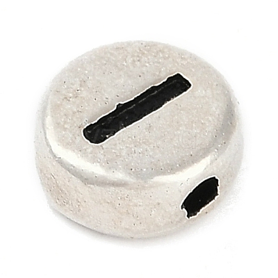 925 Sterling Silver Flat Round with Letter Beads STER-G044-01AS-I-1