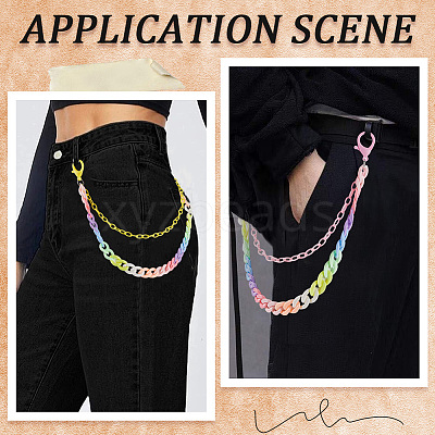 2Pcs 2 Colors Resin Double Layer Chain Belts for Pants AJEW-GF0011-20B-1