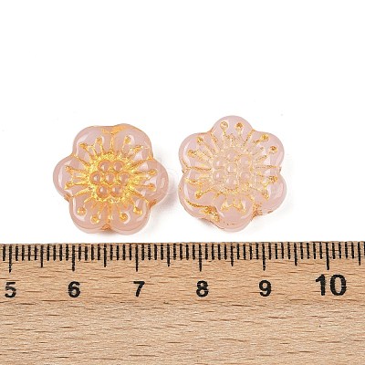Baking Paint and Golden Metal Enlaced Glass Beads DGLA-T004-09I-1