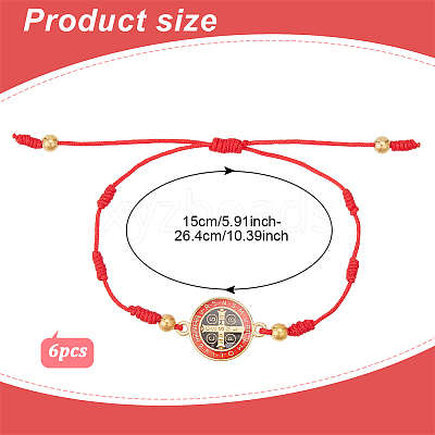 6Pcs Saint Benedict Medal Alloy Link Bracelets Set BJEW-AN0001-68-1