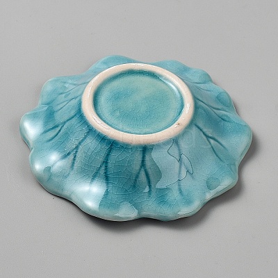 Lotus Leaf Ceramics Jewelry Decorative Plates AJEW-WH0766-84B-1