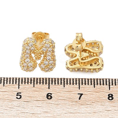 Brass Micro Pave Cubic Zirconia Stud Earrings EJEW-Z091-04G-M-1