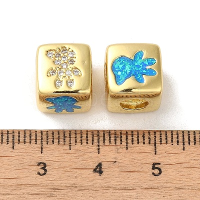 Rack Plating Brass Micro Pave Cubic Zirconia Beads KK-P268-01G-14-1