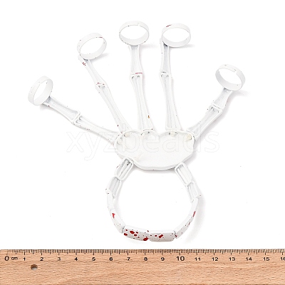 Halloween Spray Printed Alloy Finger Ring Stretch Bracelets LS-BJEW-P367-02-1