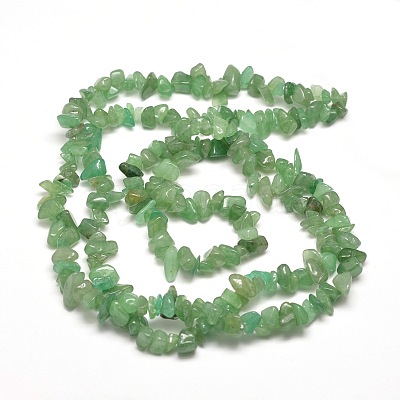 Natural Green Aventurine Chip Bead Strands X-G-M205-10B-1