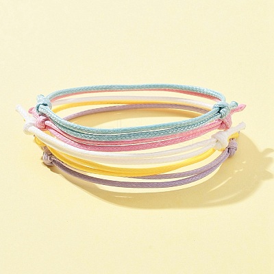 30Pcs 5 Color Adjustable Waxed Polyester Braided Cord Bracelets X1-BJEW-FZ00016-1