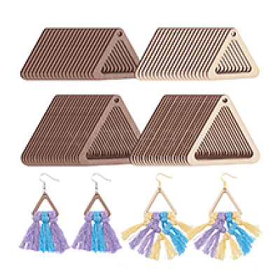 2 Sets Unfinished Wood Triangle Pendants DIY-PH0028-88-1