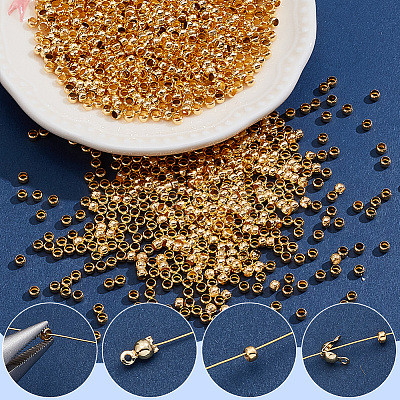 2000Pcs Brass Crimp Beads KK-SP0002-61G-1