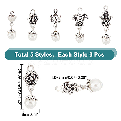6 Sets Acrylic Imitated Pearl Pendants FIND-AR0003-37-1