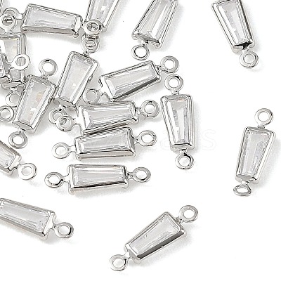SHEGRACE Brass Pave Cubic Zirconia Trapezoid Connector Charms XGRQ2O526-444A-P-1