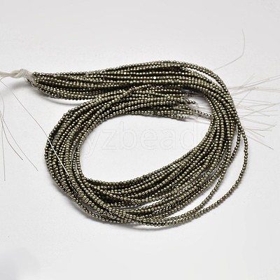 Natural Pyrite Round Beads Strands G-F197-10-2mm-1